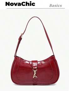 Novachic,1pc Retro Minimalist Hook Decor Adjustable Shoulder Strap Crescent Shape Bag, Suitable For Date, Outing, Party - Red - View 10