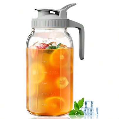 Glass Pitcher With Lid 64 Oz Large Mason Jar Wide Mouth Sun Tea Glass Jar For Outside Iced Tea Pitcher For Cold Beverages Breast Milk And Home Entertaining