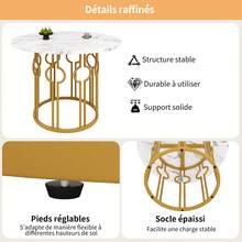 Esstisch Elegant Rund Mit Robuster MDF Tischplatte Und Goldfarbenen Tischbeinen Aus Metall Für Wohnbereiche