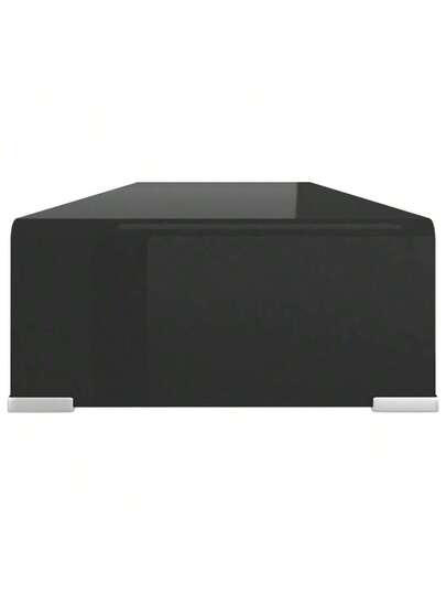 VidaXL TV St /Monitor Riser Zwart 90x30x13 Cm Glass view 5