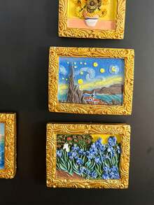 1 قطعة لوحة منظر طبيعي مغناطيسية إبداعية، ملصق مغناطيسي منزلي ثلاثي الأبعاد، إطار لوحة زيتية مغناطيسية للديكور - متعدد الألوان - مشاهدة 4