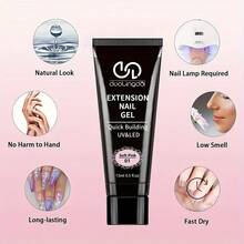 Complete Poly Gel Nail Extension Kit - 4 Vibrant Colors, Strong & Durable Builder Gel With Compact Nail Lamp - Easy-To-Use At Home For Salon-Quality Results, Includes Nail Glue & More, USB Powered, Gel Nail Supplies, Easy To Operate. - Nhiều màu - Xem 5