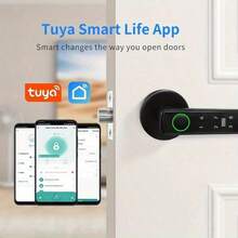 Tuya Fingerprint Door Knob, 5-In-1 Smart Door Knob, Fingerprint Door Lock For Bedroom, Office, Hotel, Closet, Pantry, Finger Print Door Knob, Keypad Door Knob, 2 IC Card And 2 Keys, Smart Life