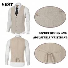 Tween Boys 3 PiecesHerringbone Suit Blazer Waistcoat Dress Pants For Wedding Birthday School Stage Formal Occasions Champagne Size 6-16Y - Champagne - View 9