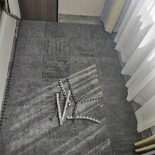 16 件家用纯色拼布垫，装饰性卧室拼图厚泡沫地毯垫，毛绒可修剪纯色拼布垫