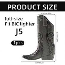 Cowboy Boot Lighter Sleeve Cover, Lighter Sleeve Cover For Mini Bic J5 Accessories Decoration For Everyday Carry Or Travel Gift - 黑色 - 查看 2