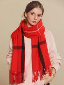 Premium Wool Scarf For Women, Thick Cashmere Blend Plaid Scarf, Versatile Autumn/Winter Accessory, 2025 New Style