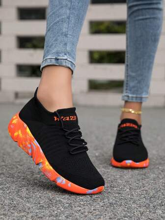 TOLLN 1 Paar Damen Camouflage Muster Schnür Leicht Lässig Sportschuhe, rutschfest für den Outdoor-Einsatz, Frühling/Herbst