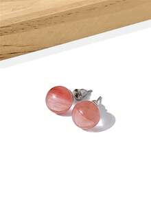 1 Pair 8mm Round Natural Stone Stud Earrings, Elegant & Fashionable Jewelry For Women - 8mm Natural Stone Earrings - View 21