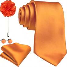 Bộ cà vạt nam dệt cà vạt và khuy măng sét cài áo hình hoa cho trang phục công sở trang trọng - Màu xanh lam - Xem 12