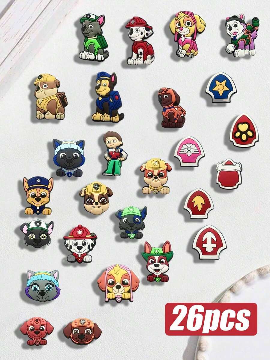Paw Patrol Paw Patrol-inspirierte DIY Zubehör Dekoration Schuhblume, 26 Arten süßer Paw Patrol PVC Weichgummi Accessoires zur Auswahl. Es wird empfohlen größere Mengen zu bestellen, um Ihre Kreativität voll auszuschöpfen und Ihr