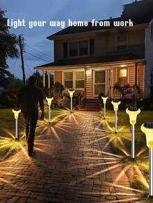 2/6/12pcs Solar Powered Garden Lights, Solar Stainless Steel Tube Lights, Solar Crystal Lights, Solar Pathway Lights, Solar Decorative Lights, 6/12pcs LED Lights, Compact & Practical, Suitable For Garden, Driveway And Landscape Lighting Decor (Warm Light), Christmas Decor, Christmas Lights, Fairy Lights - Multicolor - View 8