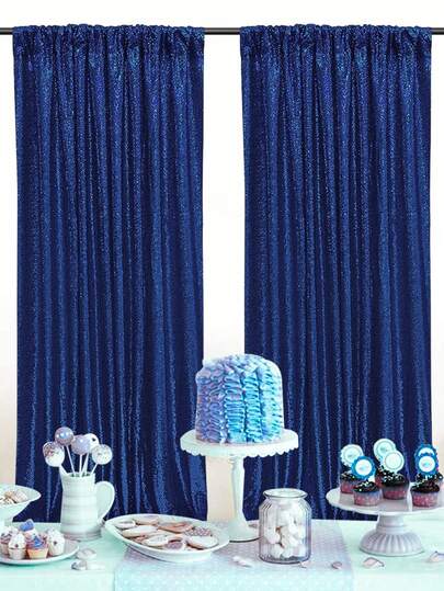 1 cái/2 cái Rèm phông nền sequin xanh navy 60*240cm, Vải phông nền tiệc lấp lánh, Trang trí tiệc sinh nhật, Rèm phông nền tái sử dụng cho sinh nhật, đám cưới, tiệc cô dâu, tiệc mừng em bé, v.v., Biểu ngữ tiệc ngày lễ, Thích hợp để kết hợp với giá đỡ vòm kim loại và bóng bay, Vải phông nền sáng bóng, Trang trí Giáng sinh