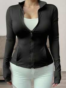 Damen Yoga Jacke, Lässig Sport Jacke - Langarm, Taschen, Reißverschluss, geeignet für Yoga, Laufen, Radfahren, Fitness Aktivitäten, perfektes Geschenk für weibliche Fitness Enthusiasten, Herbst/Winter