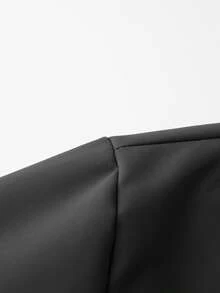Men Hooded Long Sleeve Jacket With White Stripe Decor, Zipper Closure, Suitable For Sports Or Casual Wear, Fall - Black - View 5