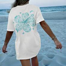 Women's Teens Oversized Graphic Tee Shirts Y2k Short Sleeve Floral Aesthetic Tshirt Top Summer Cute Preppy Clothes-For Women, Holiday, Vacation - 查看 6