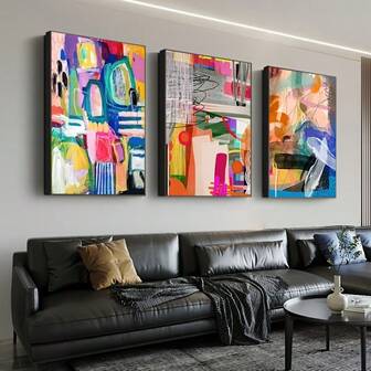 3pcs Abstract Art Canvas Prints Set, Modern Geometric Line Art Decor Glam Style, Fashion Theme, Frameless Wall Decor For Living Room, Bedroom, Home Office, Classroom, Seasonal Fall & Summer Artwork ﻿