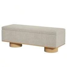 Tribesigns 50.39" Storage Bench With Padded Seat Cushion, Upholstered Shoe Bench With Flip Up Storage For Bedroom, Living Room, Entryway, Load Up To 330 Lb, Beige + Brown - 米色和棕色 - 查看 7