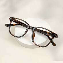 Fashionable Transparent Lens Glasses, Tortoise Shell Color Hot Girl Campus Style, Fashionable And Retro, Suitable For Daily Life, Office, Reading, Watching TV, Games, Mobile Phone Decoration - 玳瑁 - 查看 2
