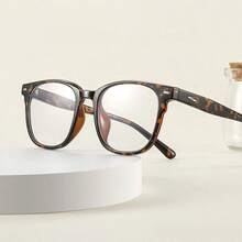 Fashionable Transparent Lens Glasses, Tortoise Shell Color Hot Girl Campus Style, Fashionable And Retro, Suitable For Daily Life, Office, Reading, Watching TV, Games, Mobile Phone Decoration - 玳瑁 - 查看 5