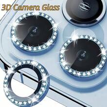 Color Rhinestone Camera Lens Protective Film Compatible With Apple 16 14 13 Pro 6.1-Inch/14 Pro Max 6.7-Inch Camera Lens Protective Film, Inlaid With Artificial Rhinestone Shiny Camera Cover Tempered Glass Compatible With Apple 14 Pro Max/14 Pro/15 Promax/15 Pro [Perfect Fit] - Artificial Rhinestone Colorful Applicable To Daily Shield, Office, Home Lens Protector Phone Camera Cover Waterproof Shockproof Anti-Fall Scratch Resistant - Blue - View 1