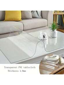 1.0mm 透明软玻璃餐桌/茶几罩，耐热、防水、防油，适用于厨房和客厅