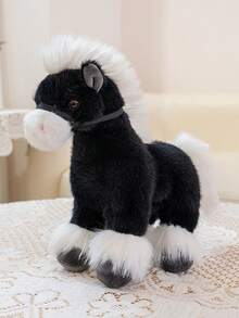 25厘米/9.84英寸仿真马毛绒玩具可爱柔软马填充动物毛绒玩具装饰创意礼物儿童生日派对家居女孩房间装饰游戏收藏品