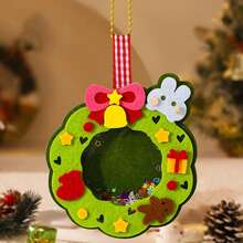 DIY ozdoby świąteczne, choinka, wianek Świętego Mikołaja, wiszący wisiorek na przyjęcie świąteczne, wiszący materiał z włókniny, dekoracja dla dzieci, świąteczna kreskówka z włókniny, wiszący wisiorek z włókniny, zestawy DIY, materiały dla dzieci, łatwe do wklejenia akcesoria, rękodzieło, puzzle z włókniny, zabawki, wianek z włókniny