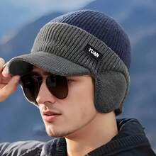 1pc Unisex Warm & Windproof Baseball Cap, Dual-Color Patchwork Design, Adjustable, Suitable For Outdoor Activities And Daily Use, Ear Protection, Winter Headwear Fall