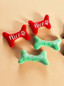 1pc Pet Sound Toy, Dog Toy, Bone Shaped Christmas Element Toy, Dog Christmas Toy With Sound, Interactive Pet Toy