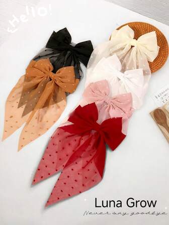 6pcs Chiffon Bowknot Ribbon Hairpins, Elegant Casual Hair Accessories, Fashion Hair Clips Gift For Women