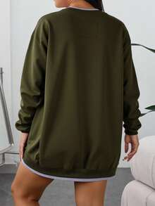 Sudadera Oversize de Mujer con Cuello Circular Cómoda y Calientita para el Día a Día - Verde - Ver 2