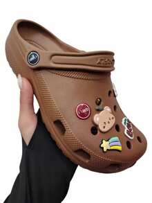 Chinelo Feminino Estilo Babuche Pigente Corfly Baixo 100% EVA Solado Leve Antiderrapante broches enviados aleatorio Praia - Chocolate - Visão 2