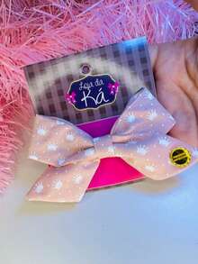 LAÇO PARA CABELO INFANTIL TECIDO ROMÂNTICO - Coral - Visão 1