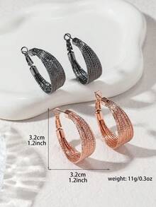 一对欧美时尚几何圆形纹理多层复古耳环，适合节日佩戴 - 金黃色耳環款 - 查看 12