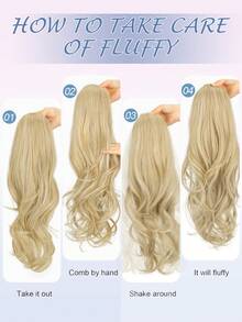 Ponytail Extension, 24 Inch Drawstring Curly Wavy Pony Tail Natural Wavy Synthetic Hairpiece For Women Daily Party Use