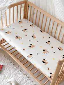 1 件柔软舒适的婴儿床笠，带有熊动物图案（39.37 * 23.62）英寸，（47.24 * 23.62）英寸，（51.96 * 28.34）英寸，爱情人节