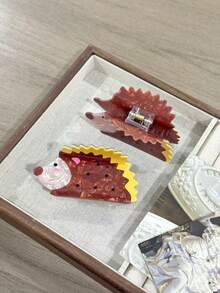 1pc/2pcs Cute Hedgehog Shaped Hair Clips, New Design, Suitable For Bun Hairstyle Decoration, Ornament, Gift
