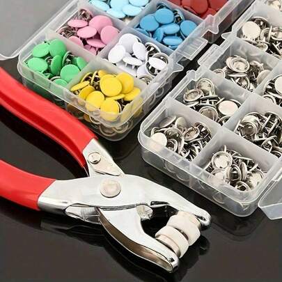 402pcs Colorful 5-Prong Snap Button Set, Stainless Steel Snap Fastener Kit With Pliers And Storage Box, Suitable For Sewing, DIY Crafts, Clothing, Hats, Bags, Includes Storage Box For Sewing Supplies