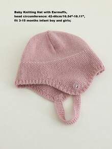 1 pezzo Cappellino con paraorecchie per neonati, berretto lavorato a maglia di colore unito adatto per neonati maschi e femmine, per autunno/inverno/primavera, per proteggere testa e orecchie dal freddo