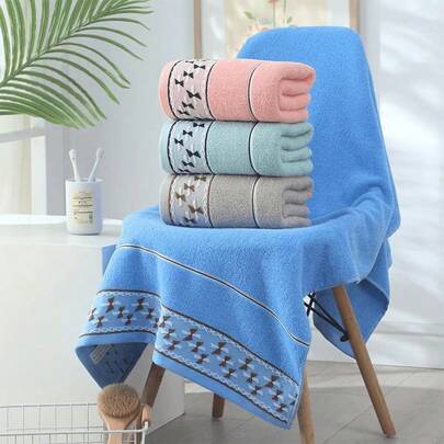 Toalla de baño de nuevo estilo, de algodón puro, agrandada y gruesa, para adultos, suave y absorbente, de algodón puro, para hombres y mujeres, grande, de jacquard, de algodón puro, de color liso, sin pelusa, gruesa, de regalo