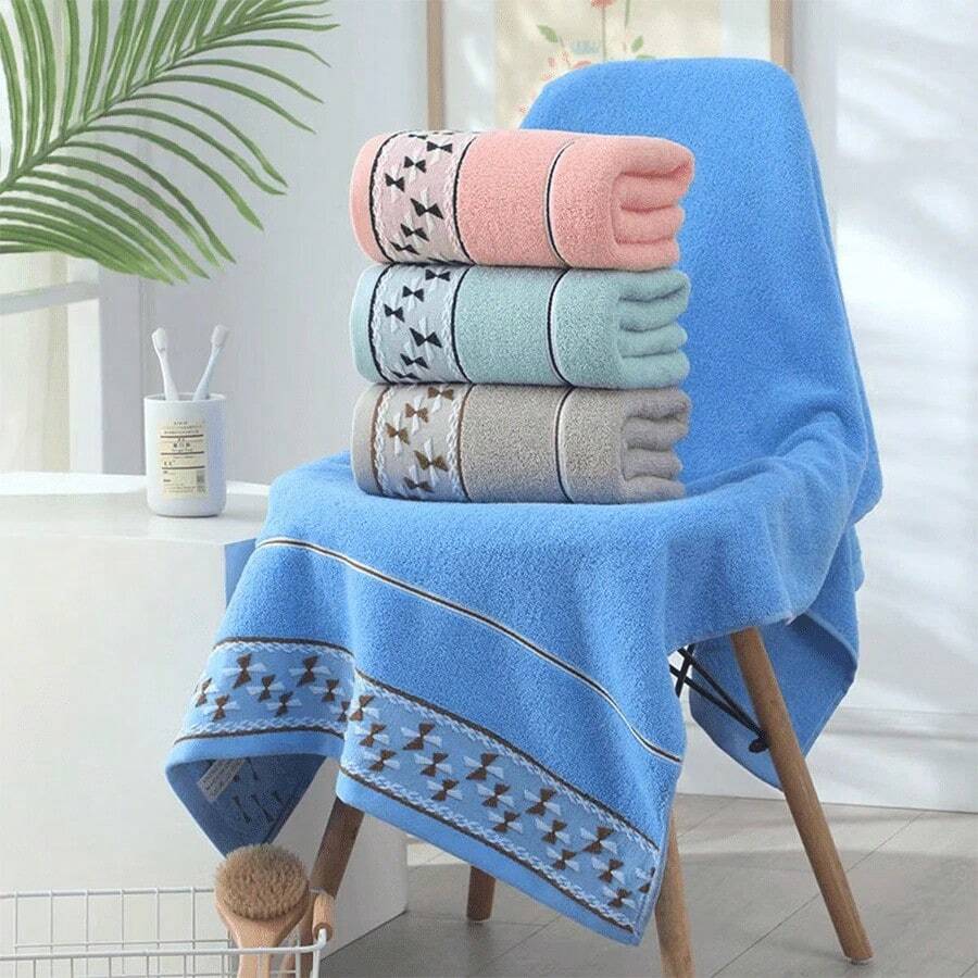 Toalla de baño de nuevo estilo, de algodón puro, agrandada y gruesa, para adultos, suave y absorbente, de algodón puro, para hombres y mujeres, grande, de jacquard, de algodón puro, de color liso, sin pelusa, gruesa, de regalo