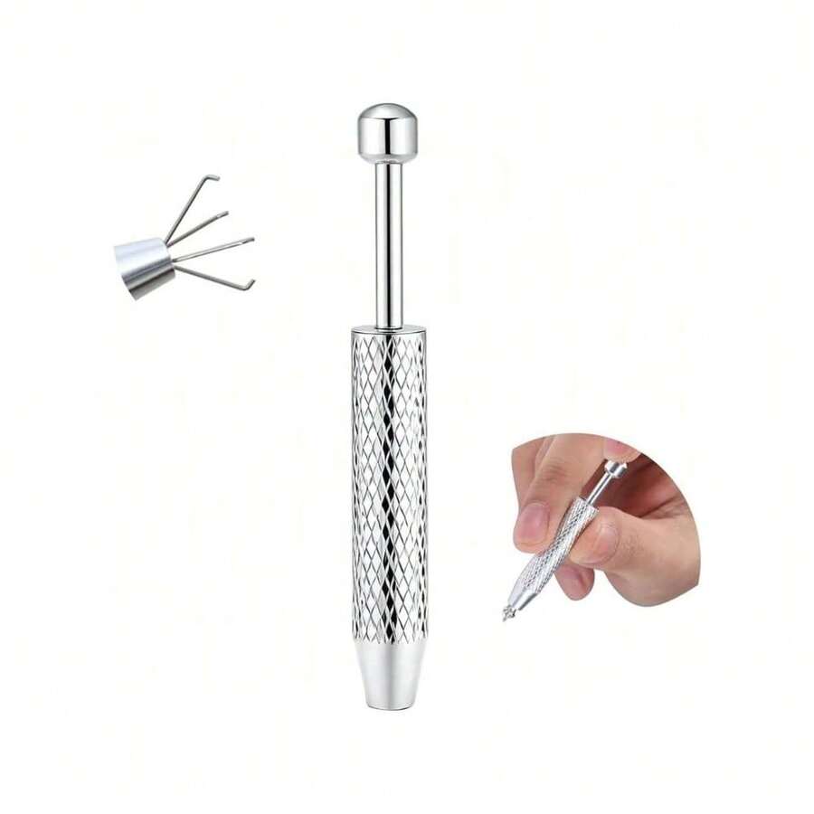 Piercing Taper Ball Grabber Tool For Changing Jewelry - Stainless Steel Flat Back Earrings Applicator Tool Threadless Insertion Pin Thread Body Piercing Kit For Ear Nose Lip - Aluminum Alloy Handle-short-type-extractor - View 1