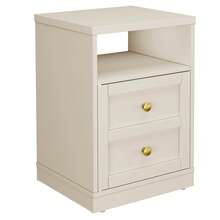 Modern Nightstand With Door & Open Shelf