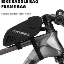 ROCKBROS 1 件山地自行车座包鞍包尾包前车架包尼龙自行车包 - 黑色 - 查看 7