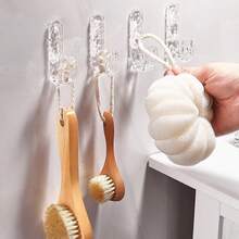 4pcs Acrylic Diamond Wall Hooks - Heavy Duty, Waterproof, Adhesive Hooks For Hanging Towels, Coats & More!