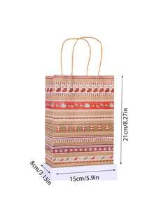 5 pièces Sacs cadeaux rayés de Noël, Sapin de Noël, Flocons de neige, Bas de Noël, Sacs cadeaux en papier kraft, Fournitures de cadeaux de vacances