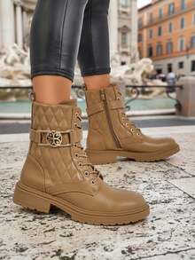 Giày bốt cổ thấp nữ chần bông làm từ da Logical Leather màu hồng Sable Rose - Nhiều màu - Xem 1