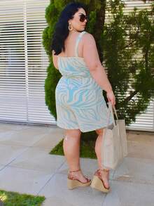 Women's Plus Size Jumpsuit Short Skirt With Printed Lining Summer - 顏色 30 - 查看 7
