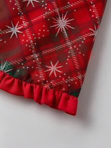 Kids Plaid Cape Adorable Ruffled Doll Collar Snowflake Pattern Cloak  Baby Shawl With Tie Closure - Orange - View 7